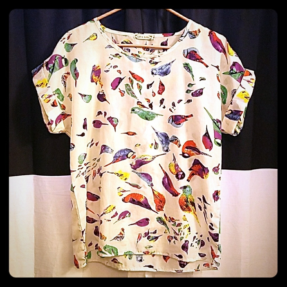Semi sheer women's short sleeve blouse
